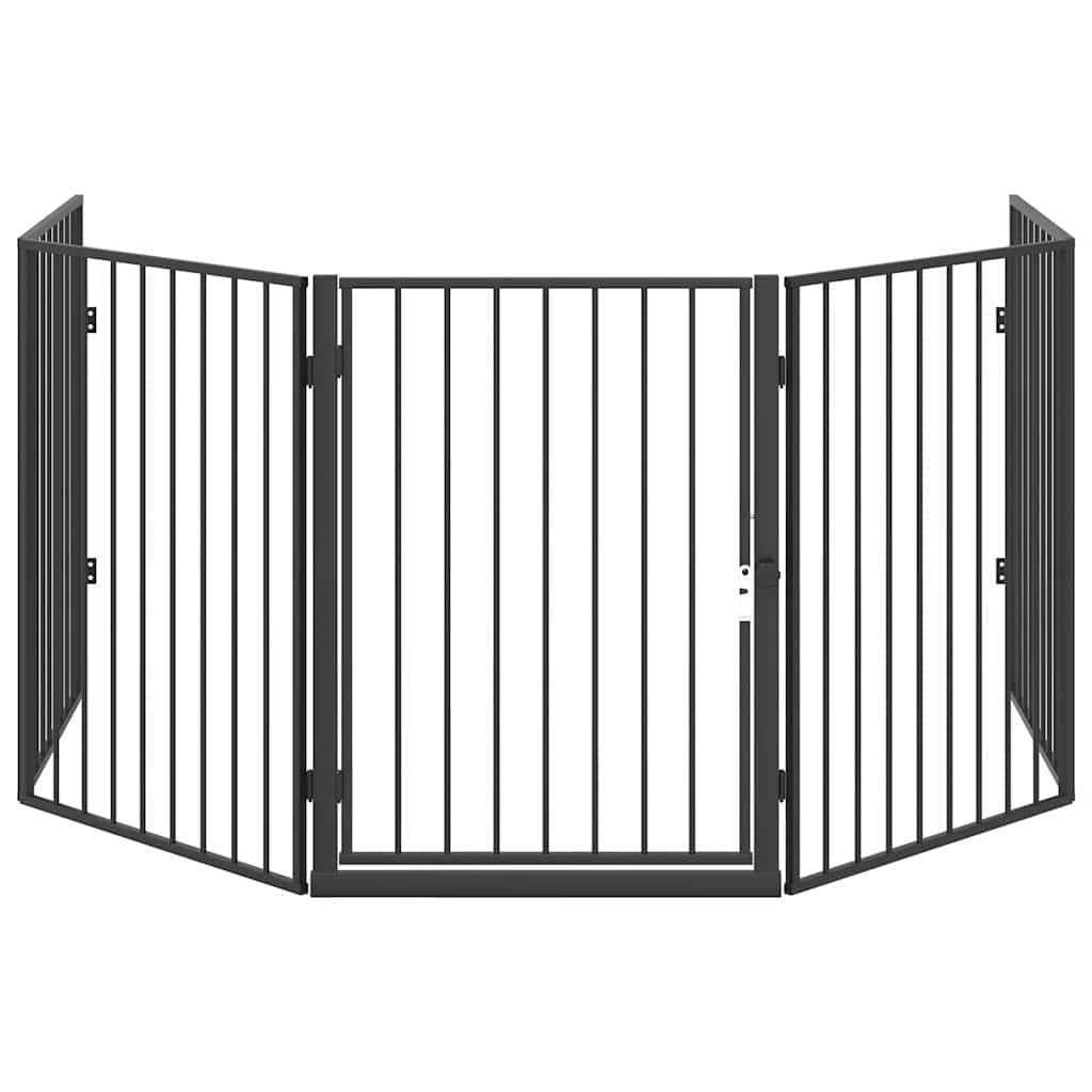 vidaXL Pet Fireplace Fence Steel Black 3