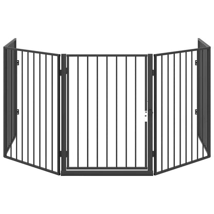 vidaXL Pet Fireplace Fence Steel Black 3