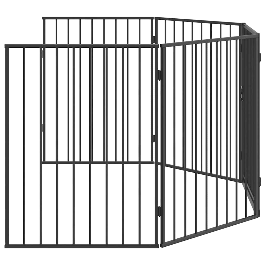 vidaXL Pet Fireplace Fence Steel Black 4