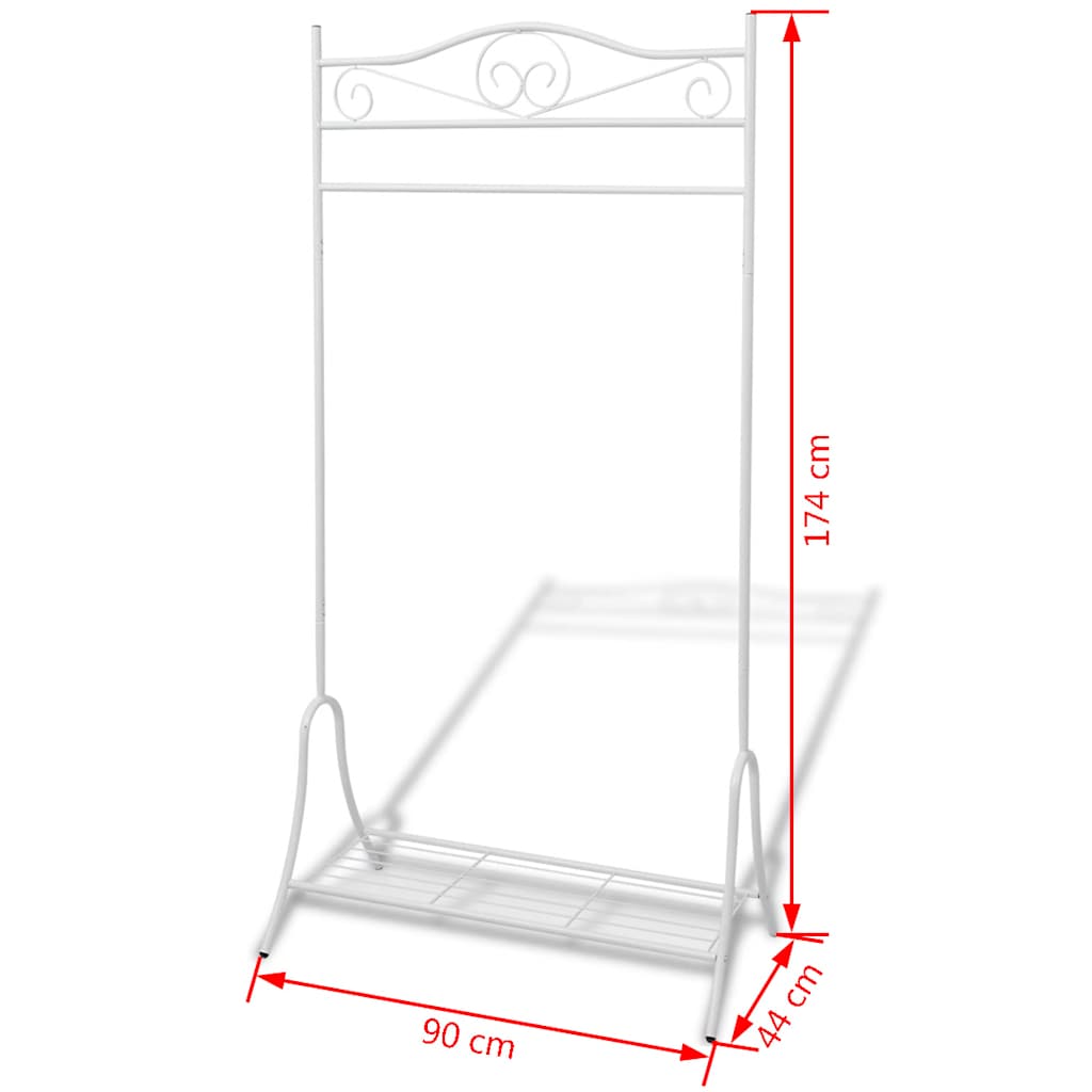 vidaXL Clothing Rack | White | Steel | 90 x 44 x 174 cm | Decorative Inlays 5