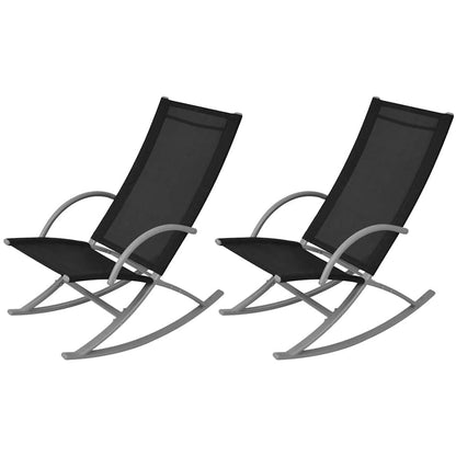 vidaXL Garden Rocking Chairs 2 pcs Steel and Textilene Black 1