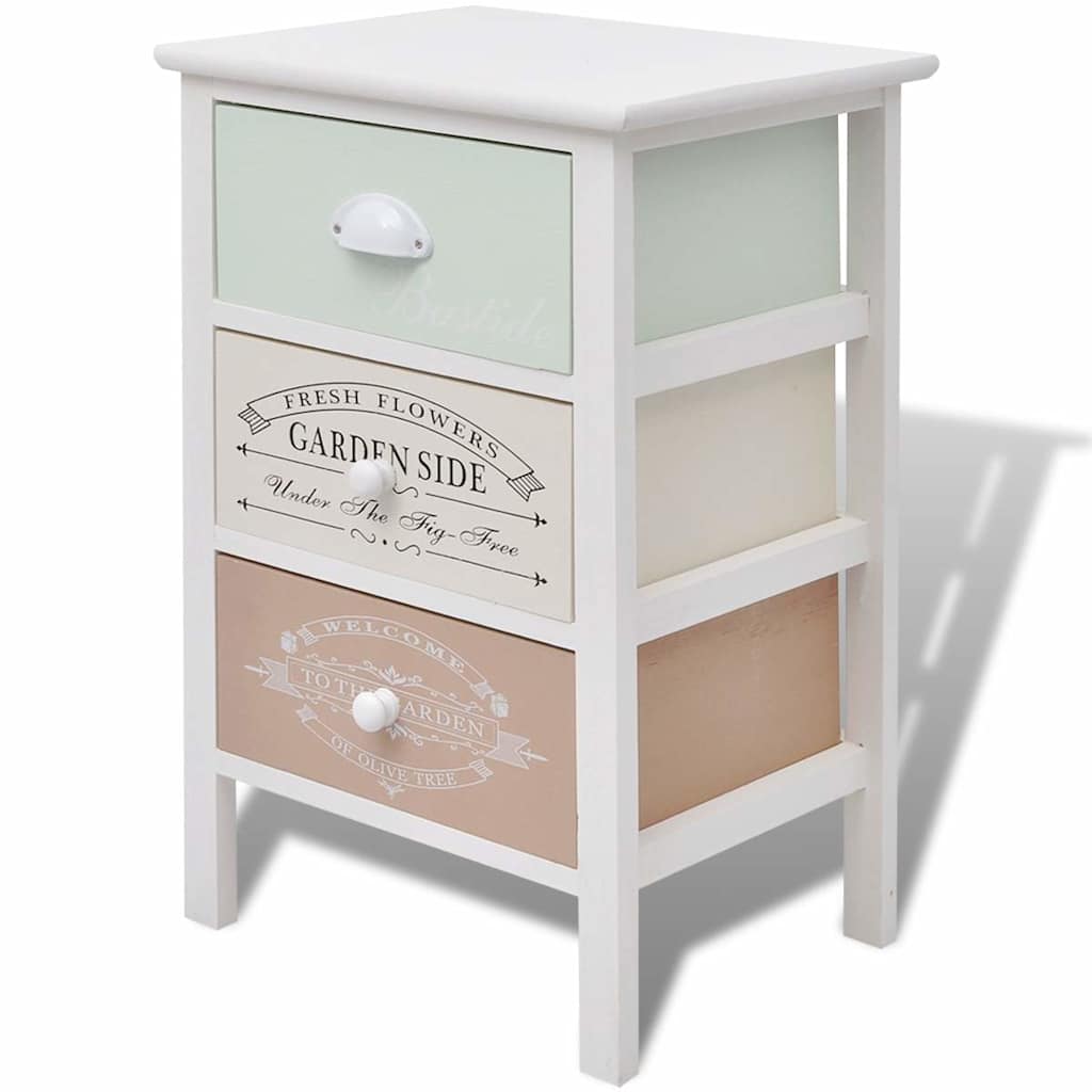 vidaXL French Storage Cabinet 3 Drawers Wood 2