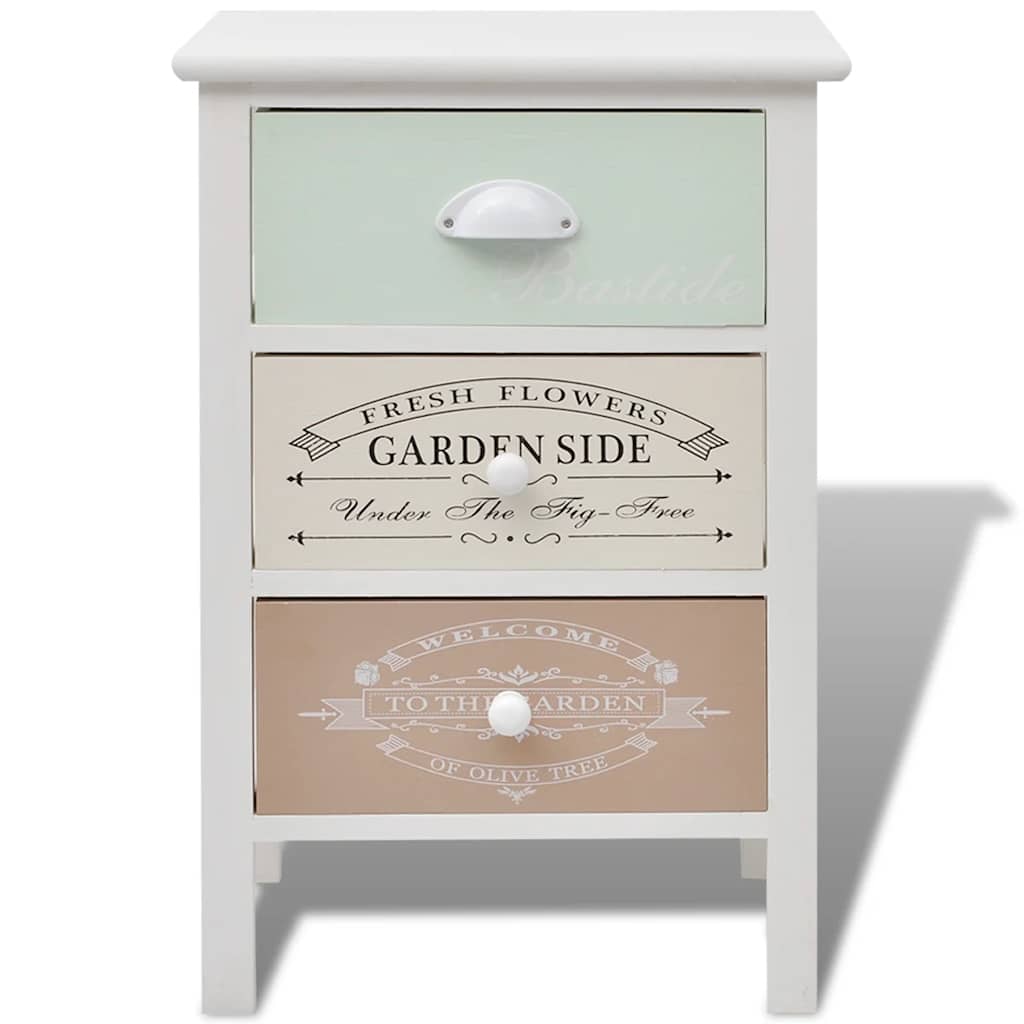 vidaXL French Storage Cabinet 3 Drawers Wood 3