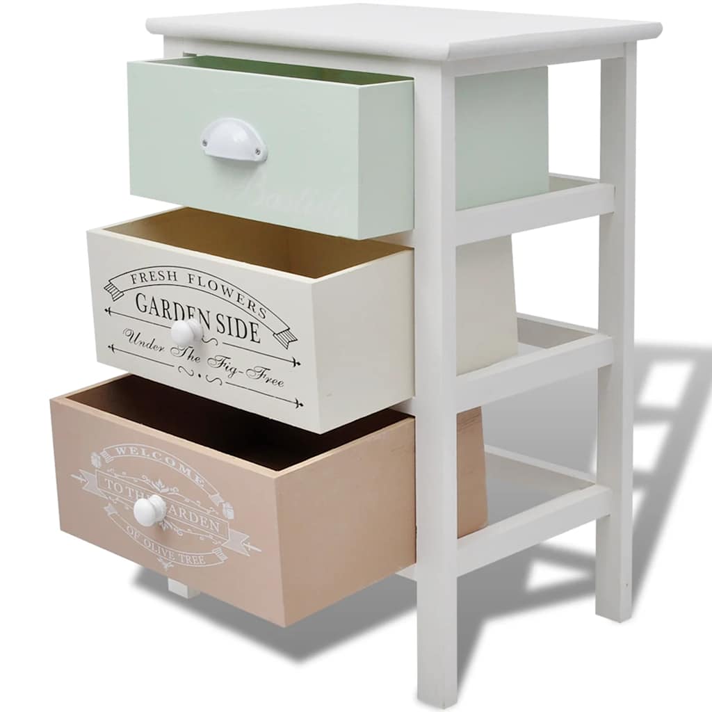 French Storage Cabinet 3 Drawers Wood 38 x 28 x 57 cm