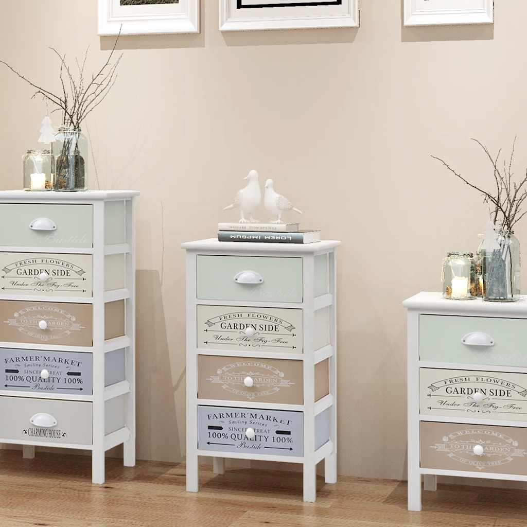 French Storage Cabinet 3 Drawers Wood 38 x 28 x 72 cm