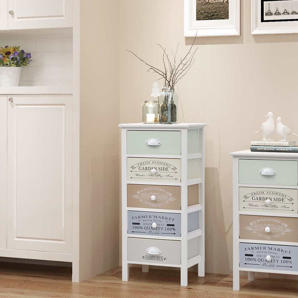 French Storage Cabinet 3 Drawers Wood 38 x 28 x 86.5 cm