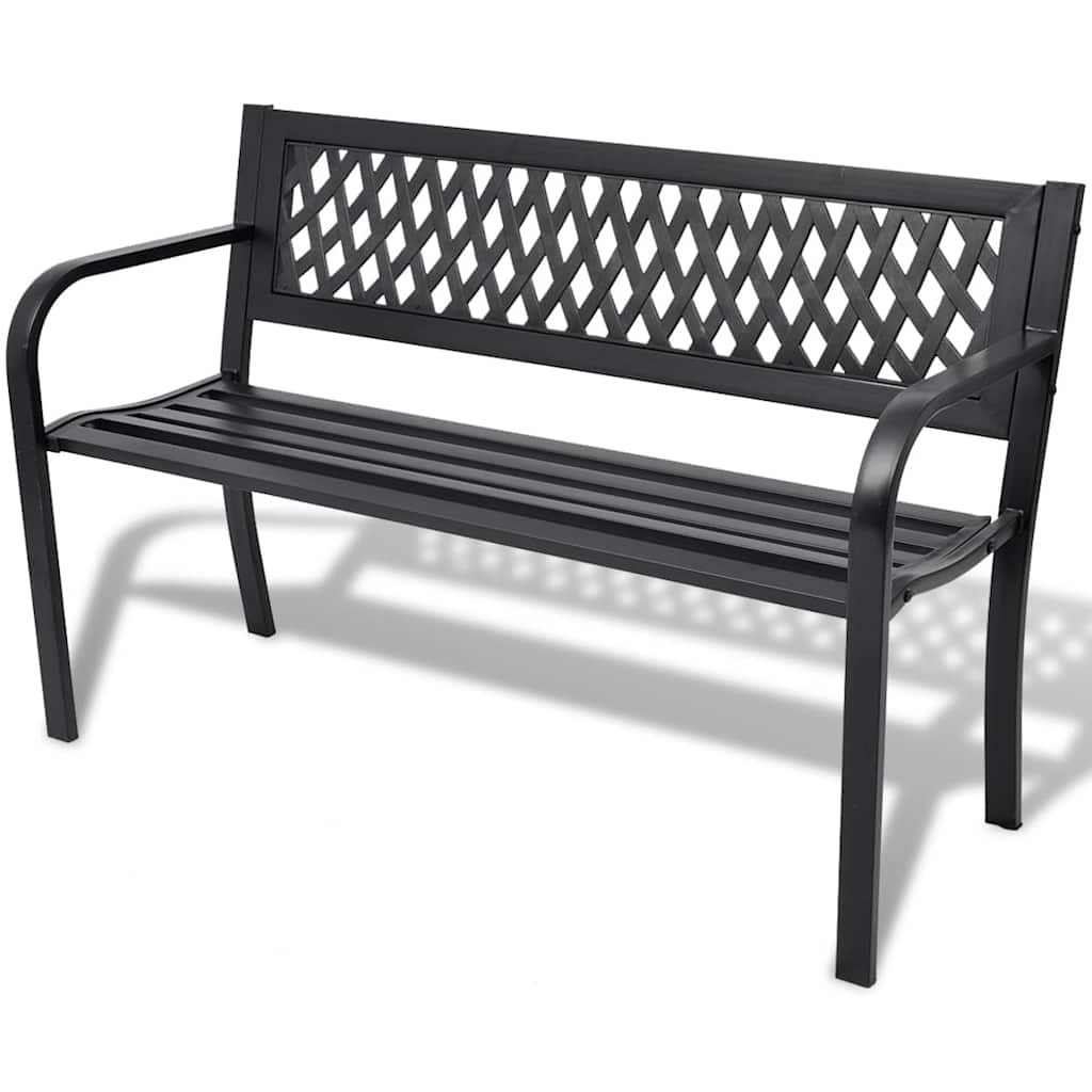 vidaXL Garden Bench 118 cm Steel Black 1