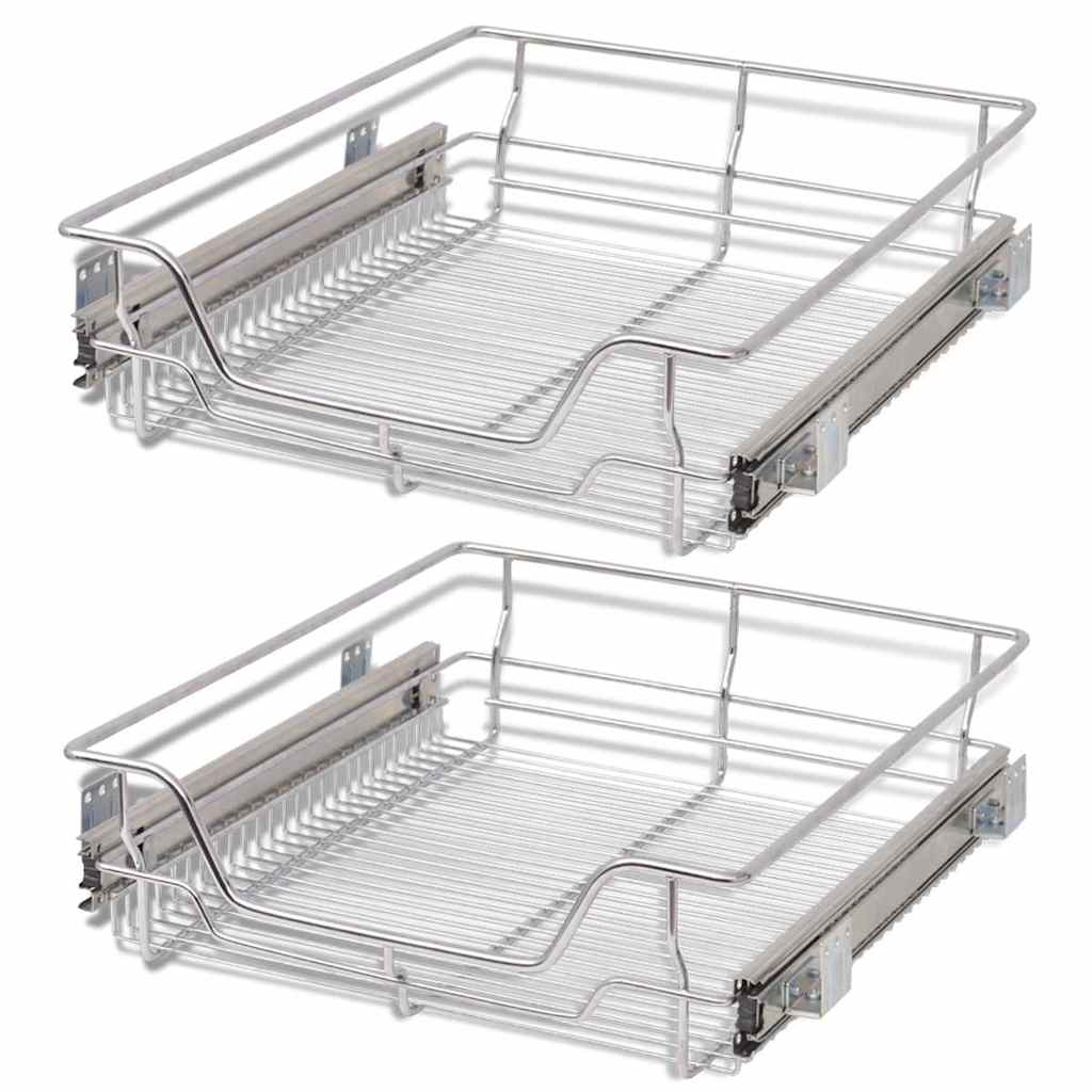 vidaXL Pull-Out Wire Baskets 2 pcs Silver 500 mm 2