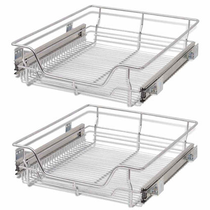 vidaXL Pull-Out Wire Baskets 2 pcs Silver 500 mm 2