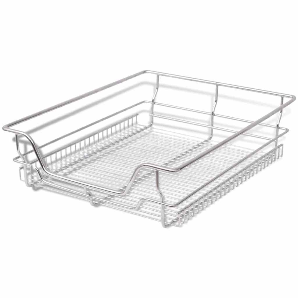 vidaXL Pull-Out Wire Baskets 2 pcs Silver 500 mm 3
