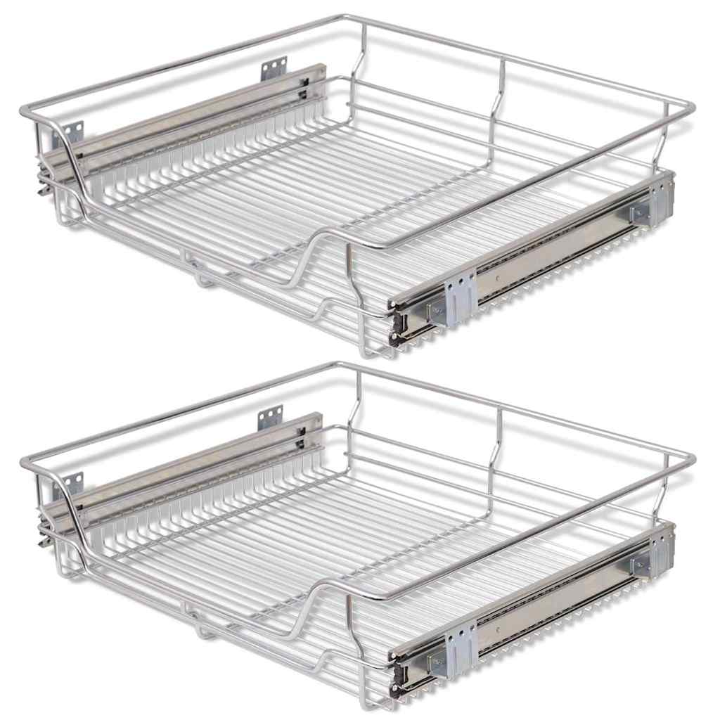 vidaXL Pull-Out Wire Baskets 2 pcs Silver 600 mm 2
