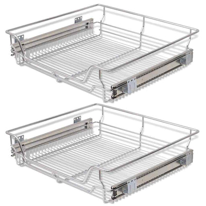 vidaXL Pull-Out Wire Baskets 2 pcs Silver 600 mm 2
