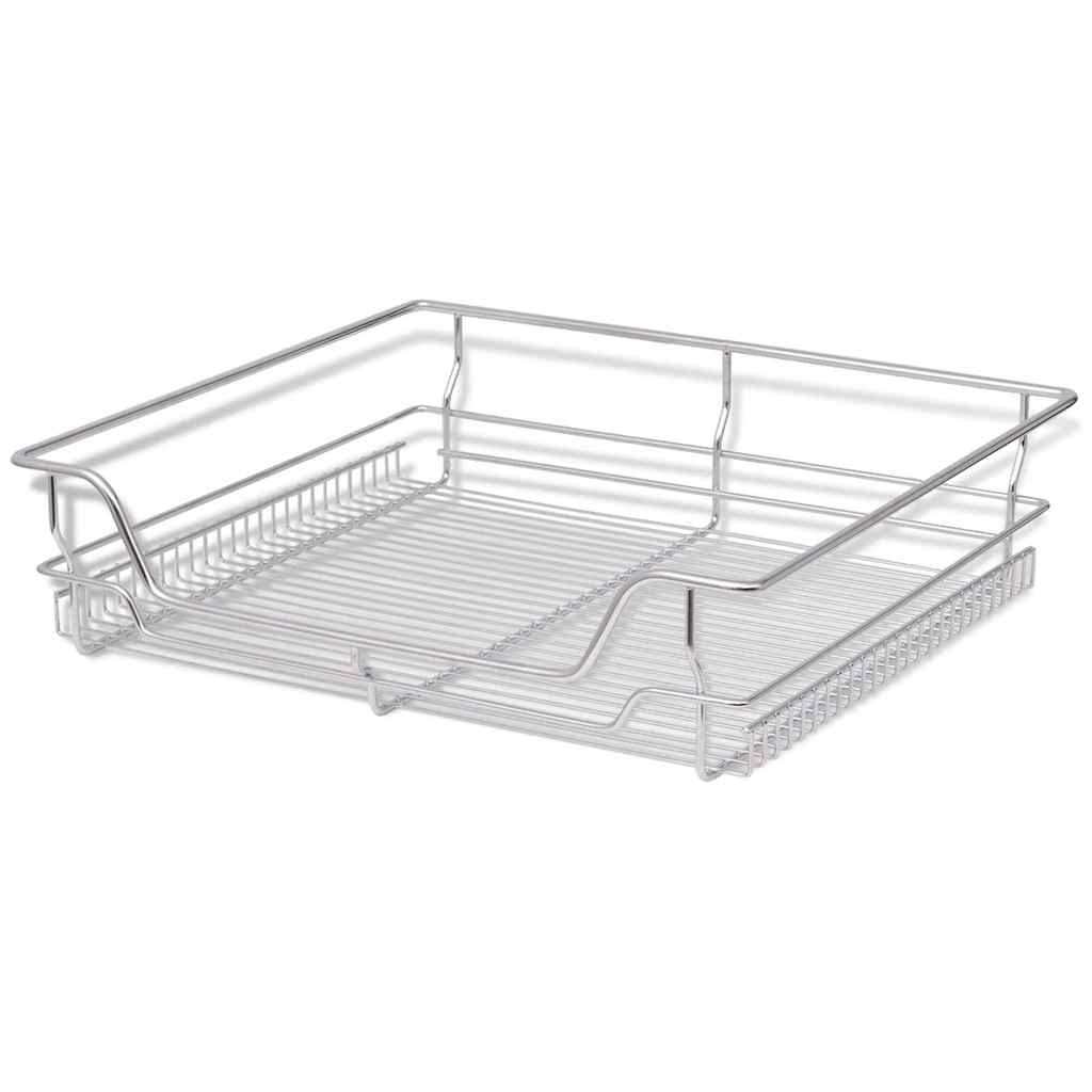 vidaXL Pull-Out Wire Baskets 2 pcs Silver 600 mm 3