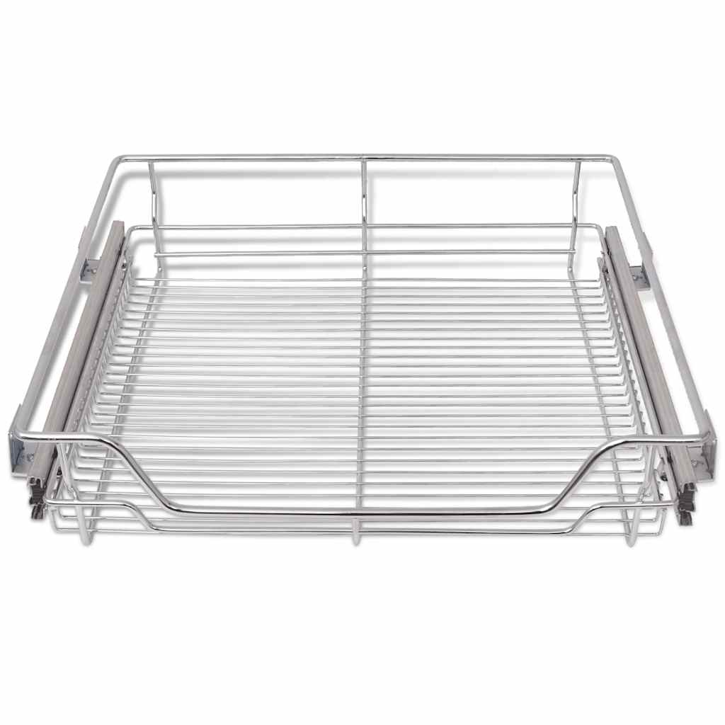 vidaXL Pull-Out Wire Baskets 2 pcs Silver 600 mm 4