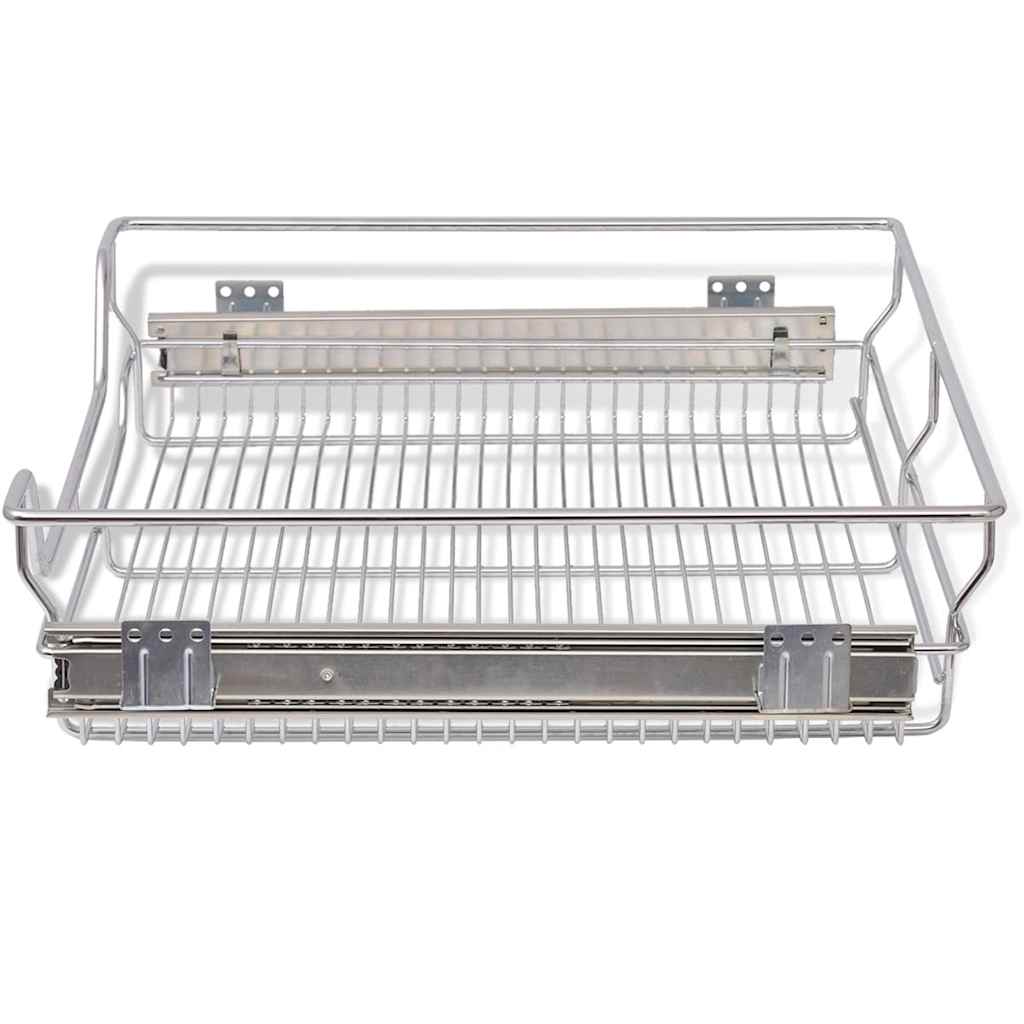 vidaXL Pull-Out Wire Baskets 2 pcs Silver 600 mm 5