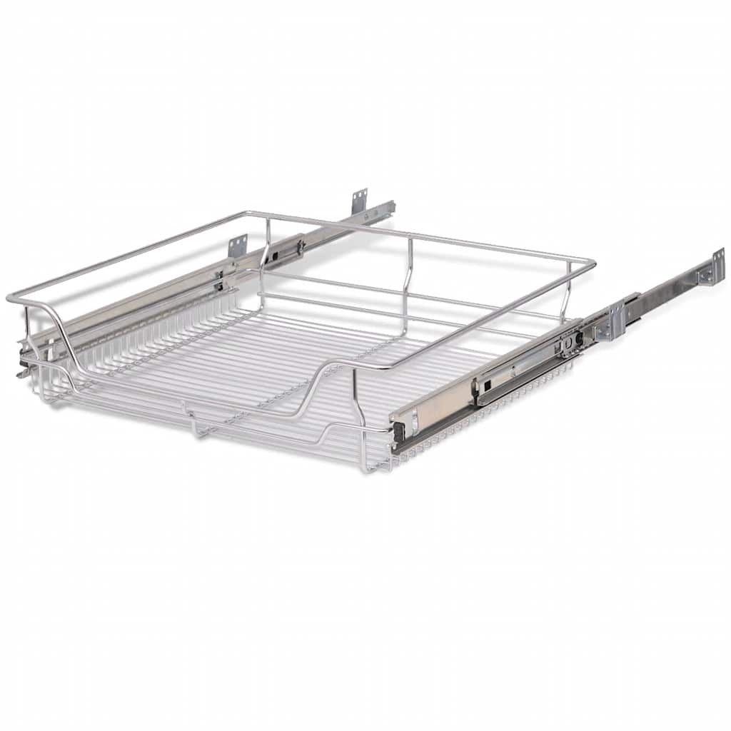vidaXL Pull-Out Wire Baskets 2 pcs Silver 600 mm 6
