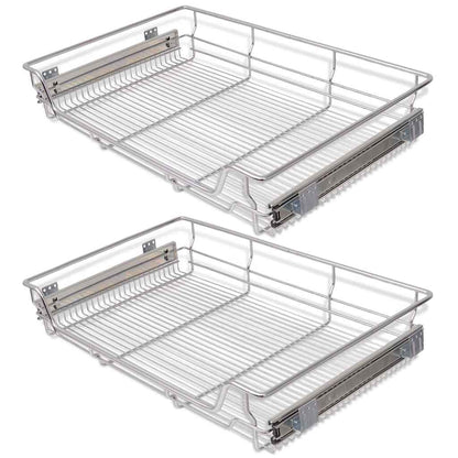 vidaXL Pull-Out Wire Baskets 2 pcs Silver 800 mm 2