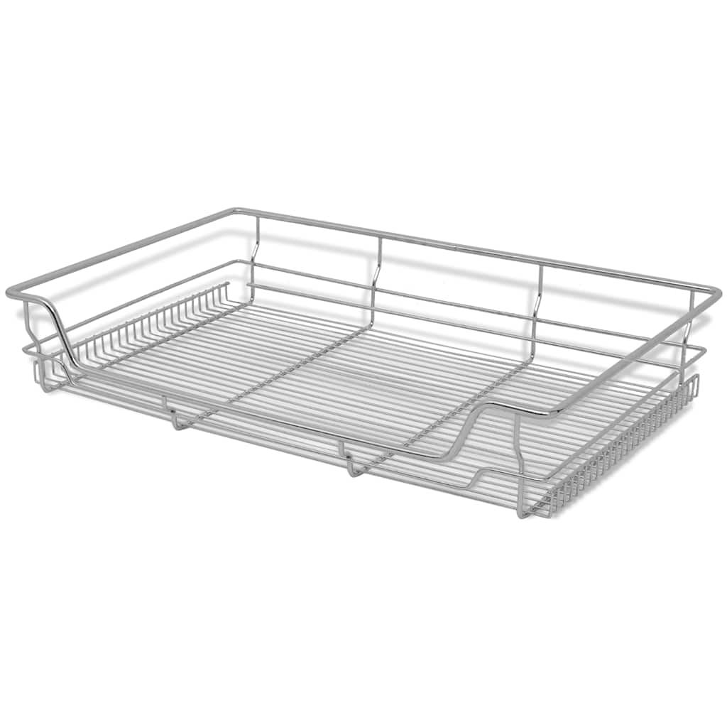 vidaXL Pull-Out Wire Baskets 2 pcs Silver 800 mm 3
