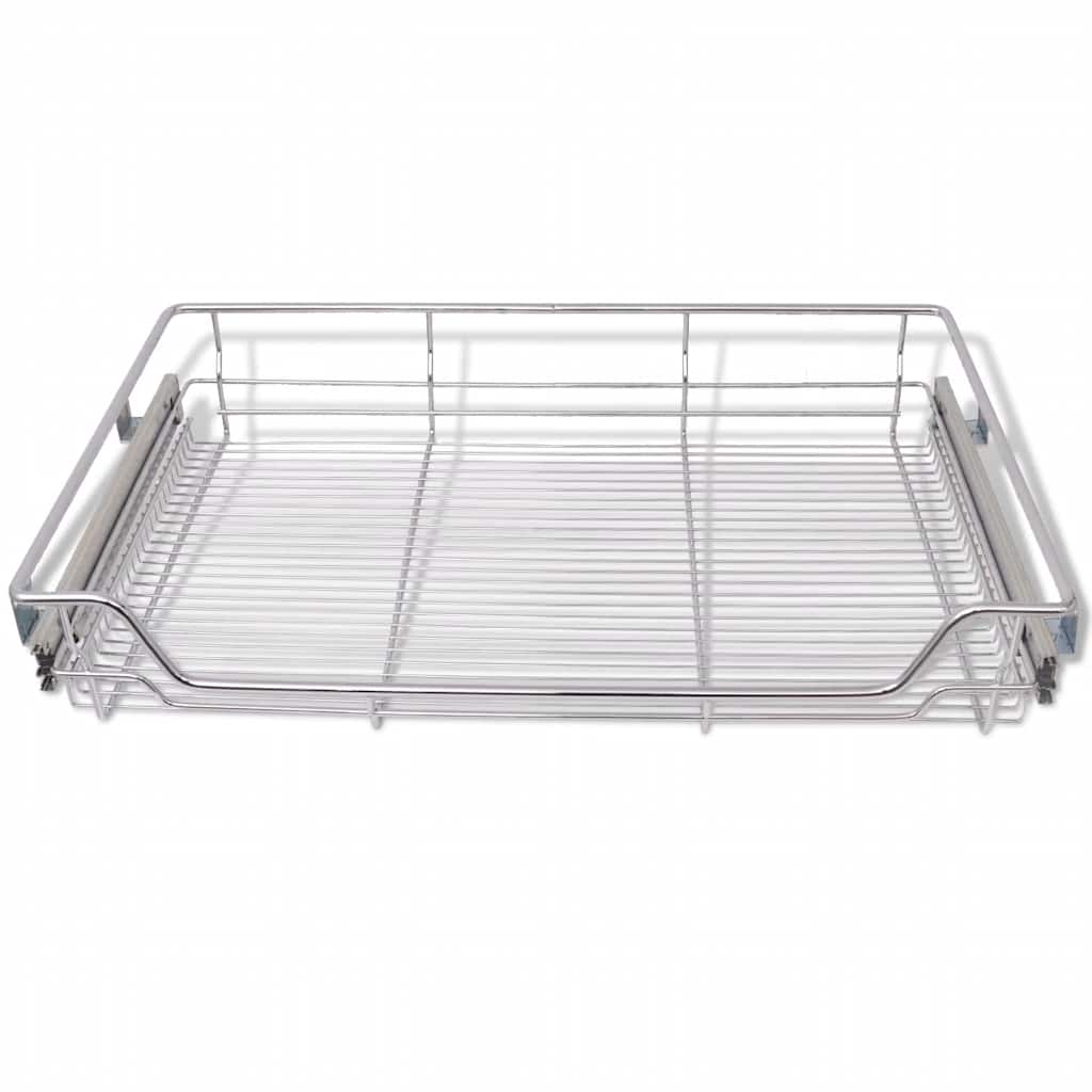 vidaXL Pull-Out Wire Baskets 2 pcs Silver 800 mm 4
