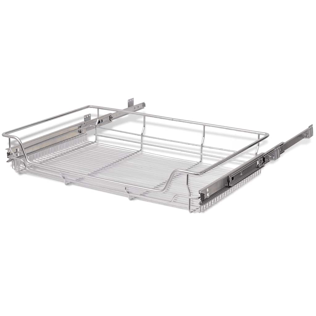 vidaXL Pull-Out Wire Baskets 2 pcs Silver 800 mm 6