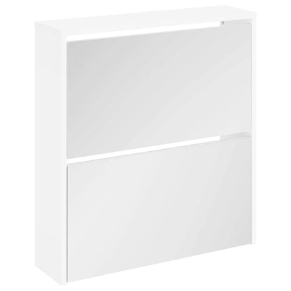 vidaXL Shoe Cabinet 2-Layer Mirror White 63x17x67 cm 2
