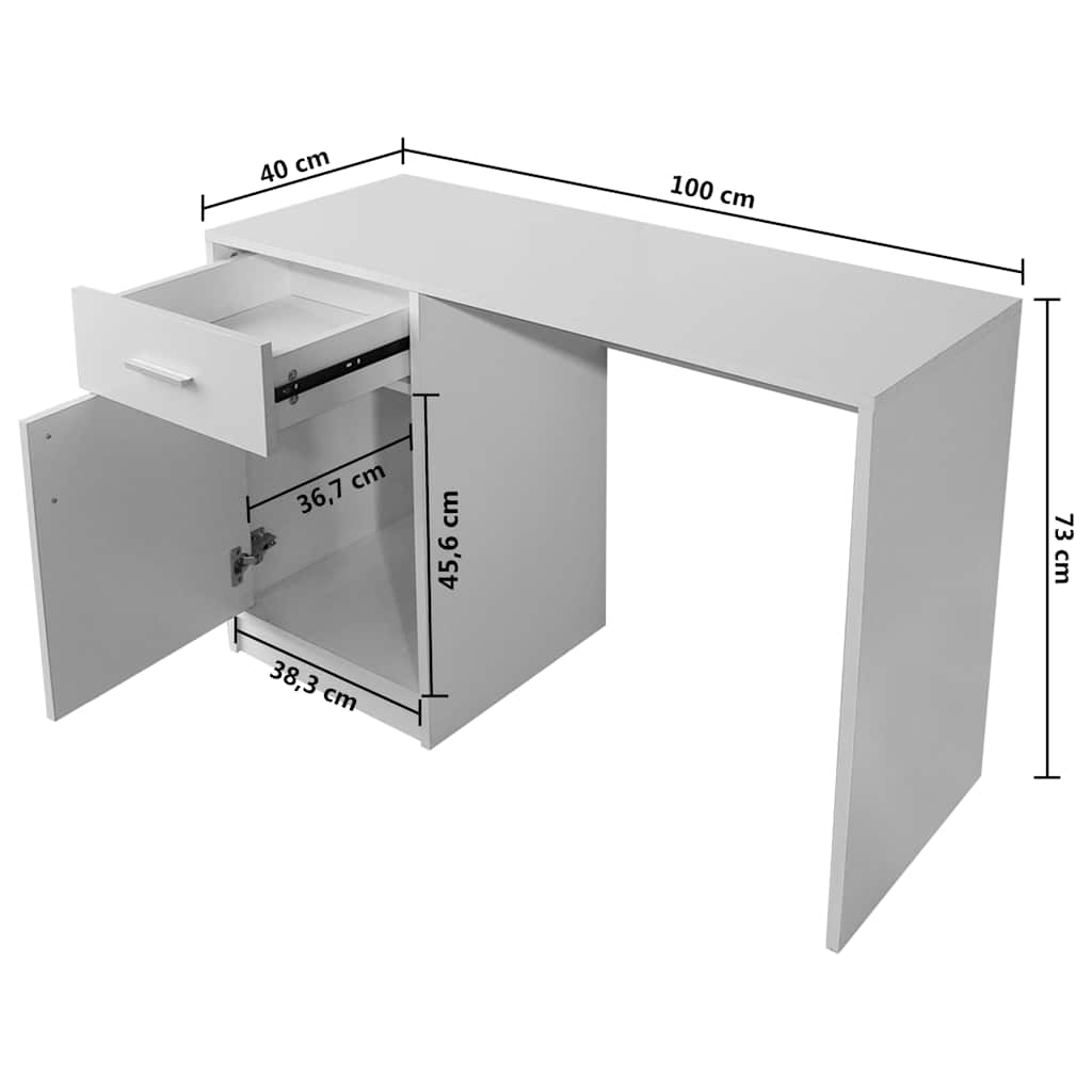 vidaXL Desk | White | Engineered wood, MDF | 100x40x73 cm | Computer Desk 6