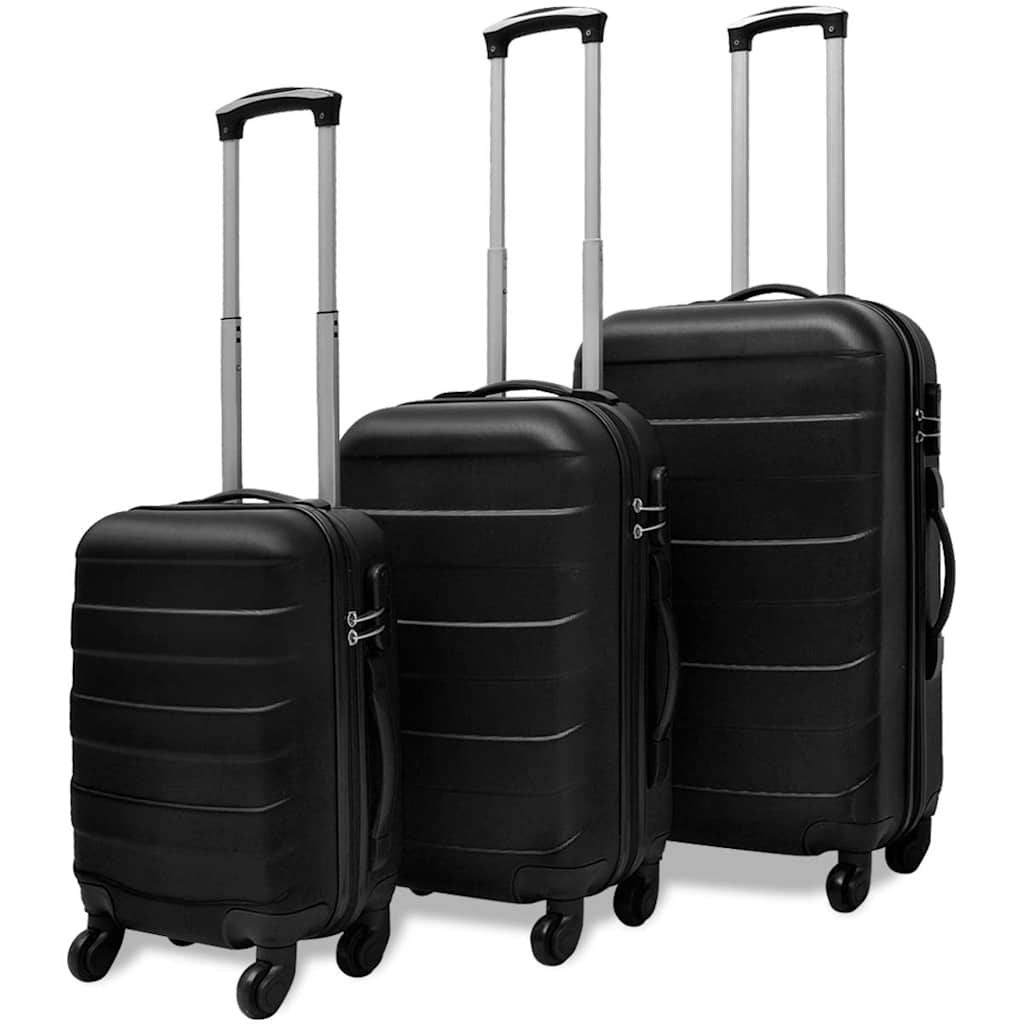 vidaXL Three Piece Hardcase Trolley Set Black 45.5/55/66 cm 1