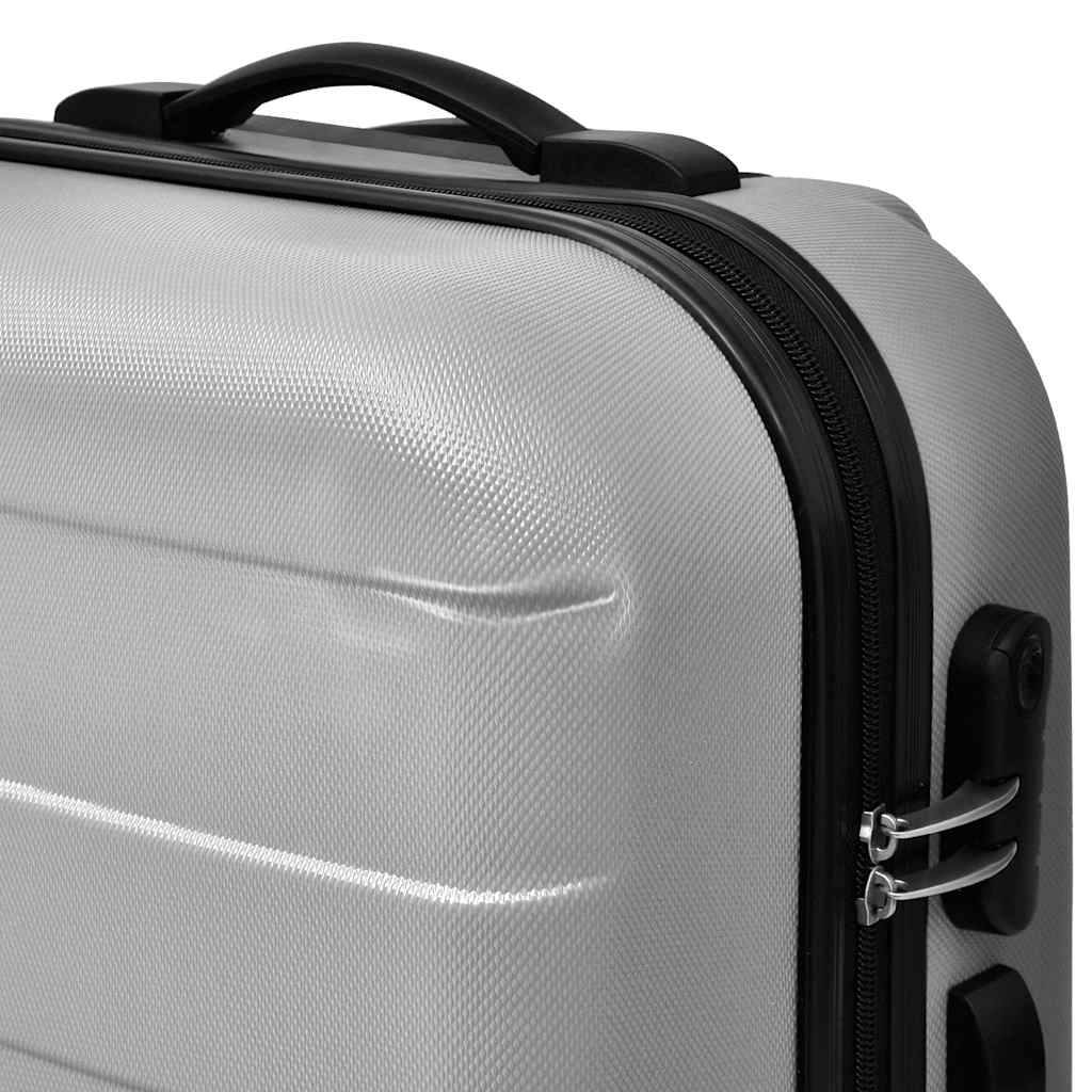 vidaXL Three Piece Hardcase Trolley Set Silver 45.5/55/66 cm 3