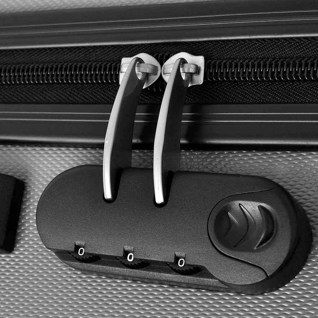 vidaXL Three Piece Hardcase Trolley Set Silver 45.5/55/66 cm 5