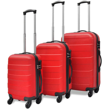 vidaXL Three Piece Hardcase Trolley Set Red 45.5/55/66 cm 1