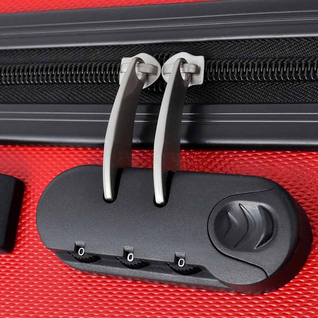 vidaXL Three Piece Hardcase Trolley Set Red 45.5/55/66 cm 5