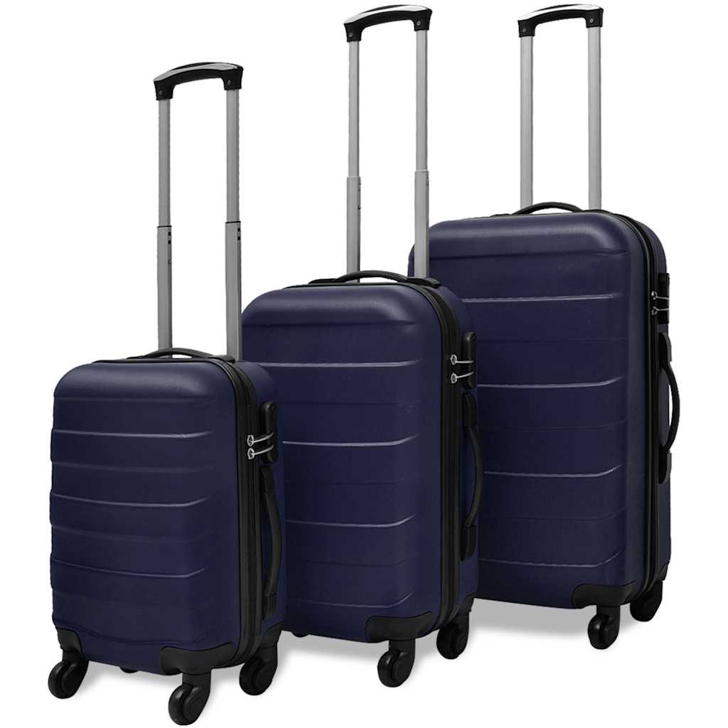 vidaXL Three Piece Hardcase Trolley Set Blue 45.5/55/66 cm 1