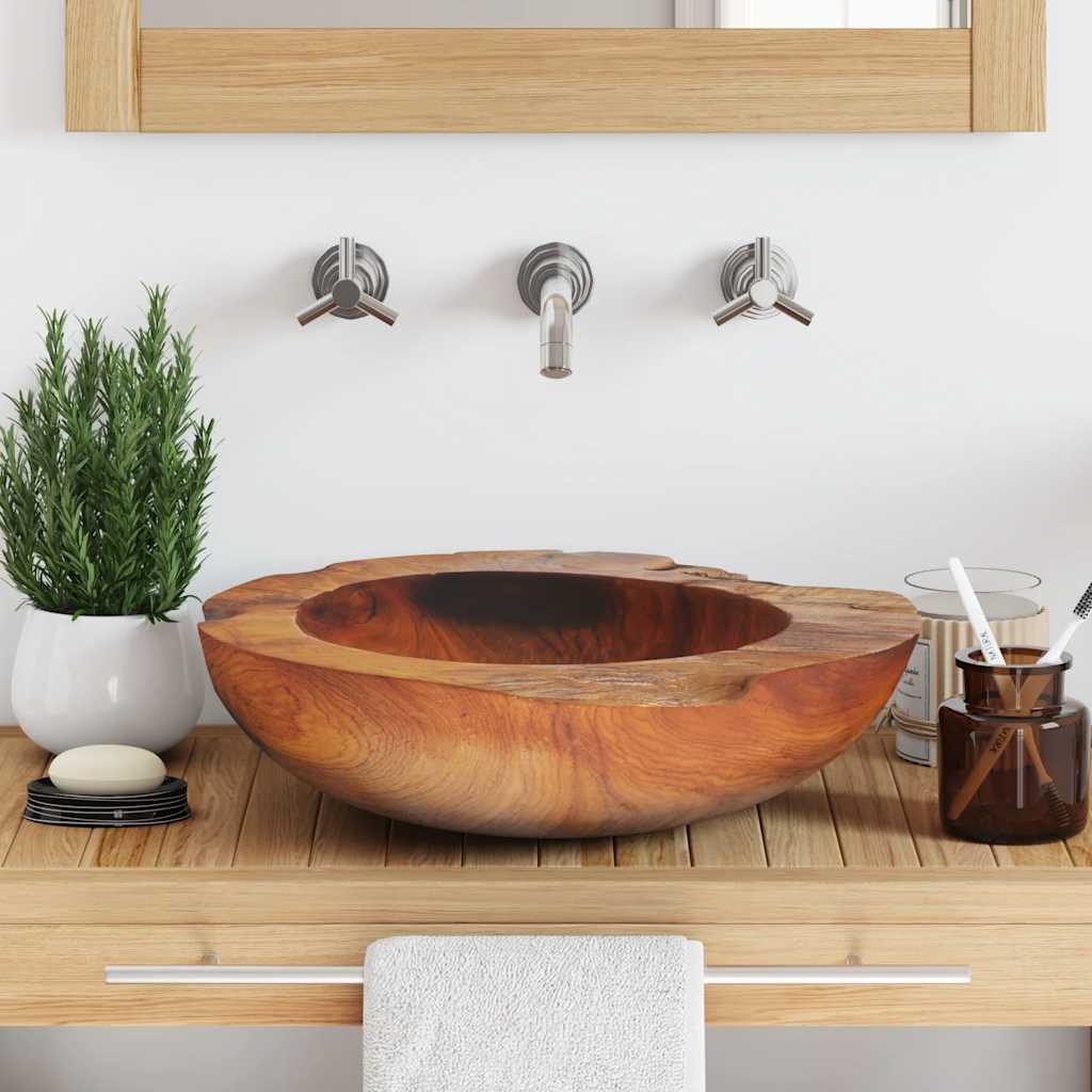 vidaXL Basin Solid Teak 45 cm 3