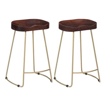 Gavin Bar Stools 2 pcs Solid Mango Wood Width 45 cm Dark brown 62 cm
