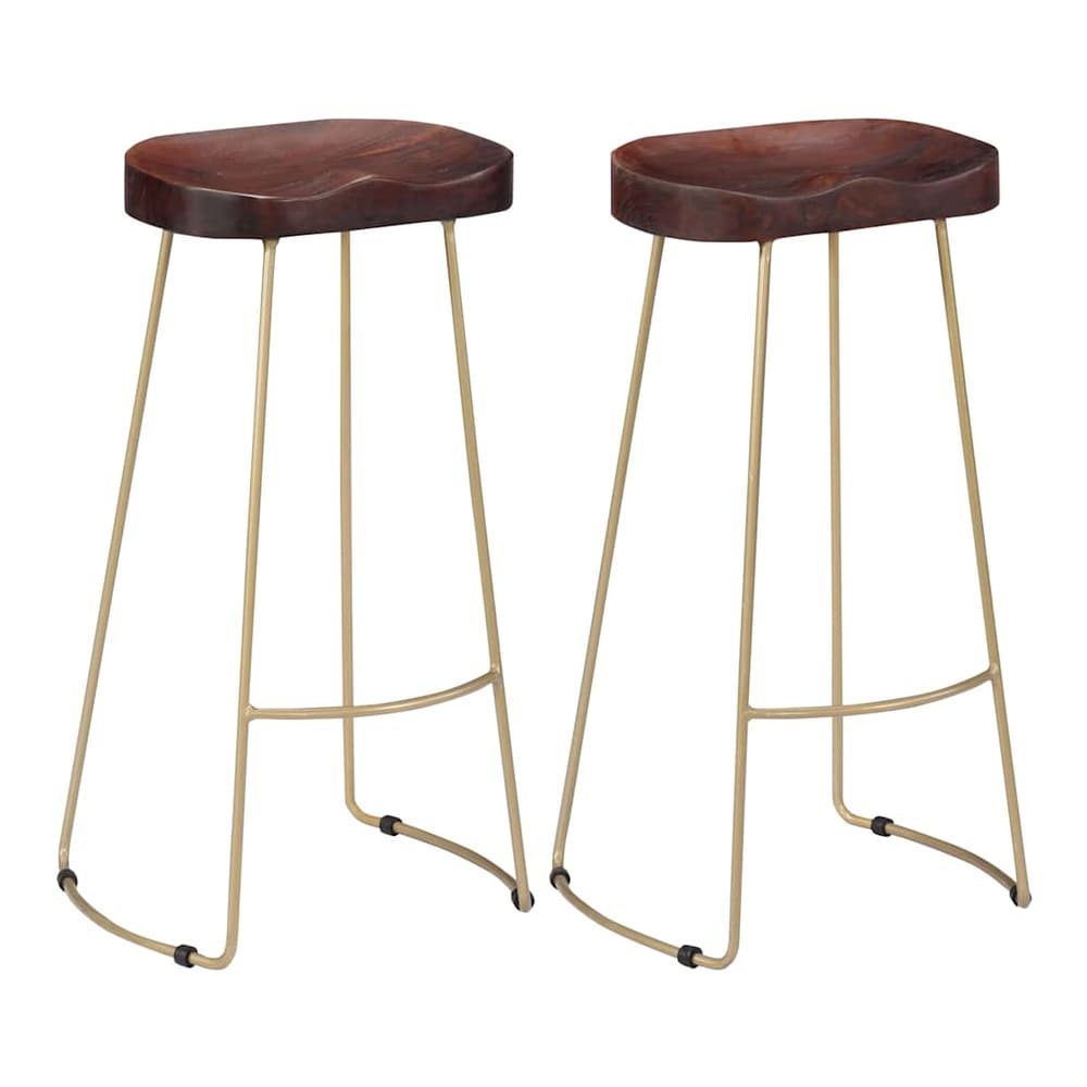 Gavin Bar Stools 2 pcs Solid Mango Wood Width 45 cm Dark brown 78 cm