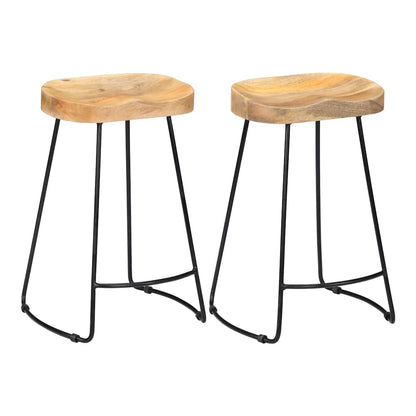 Gavin Bar Stools 2 pcs Solid Mango Wood Width 45 cm Light brown 62 cm