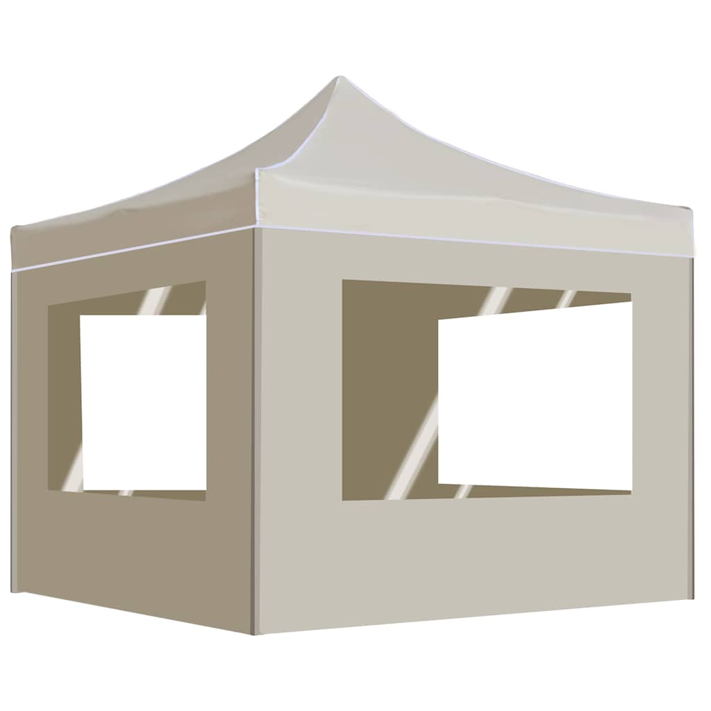 Professional Folding Party Tent with Walls Aluminium Cream 3 x 3 m
