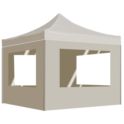 Professional Folding Party Tent with Walls Aluminium Cream 3 x 3 m