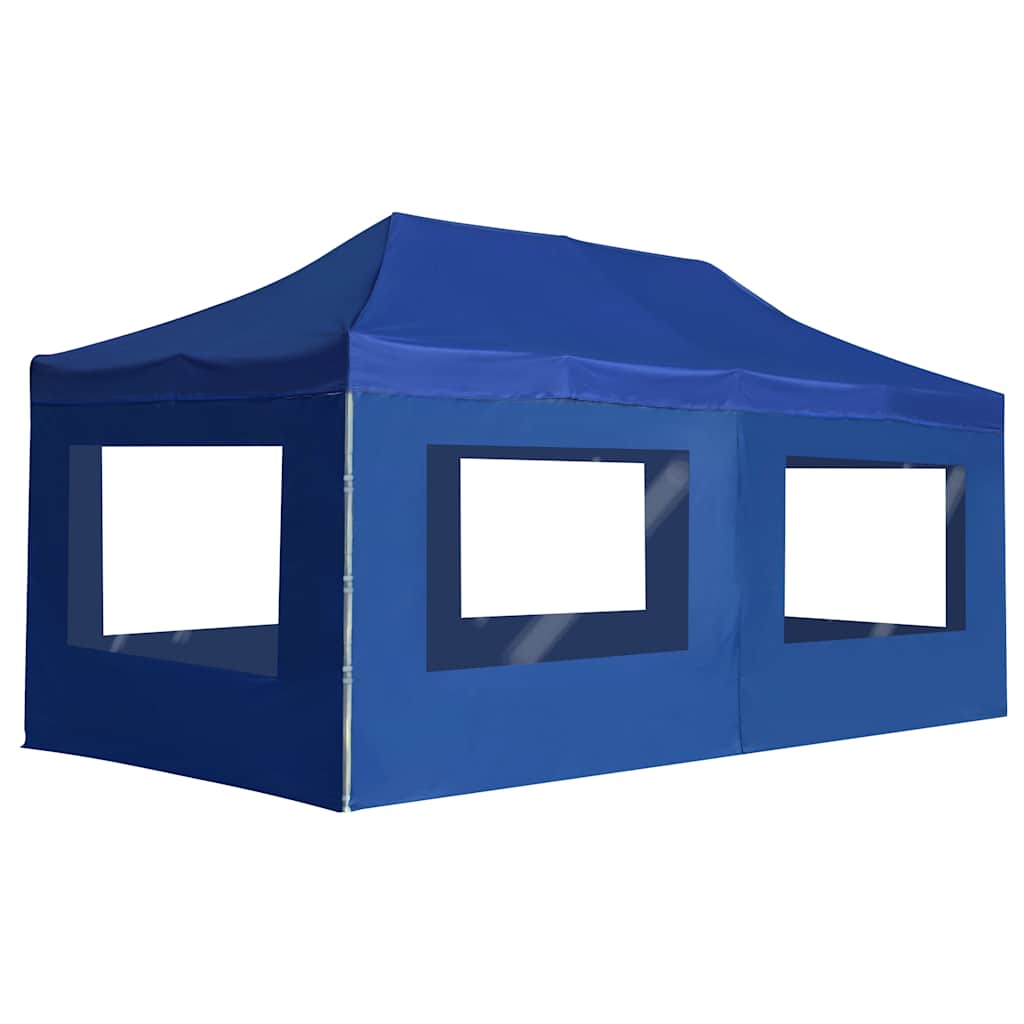 Professional Folding Party Tent with Walls Aluminium Blue 6 x 3 m