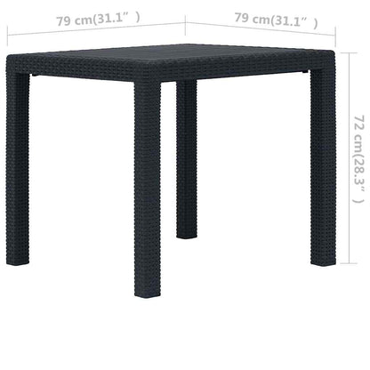 vidaXL Garden Table | Anthracite | Plastic | 79x79x72 cm | Stylish Design 5