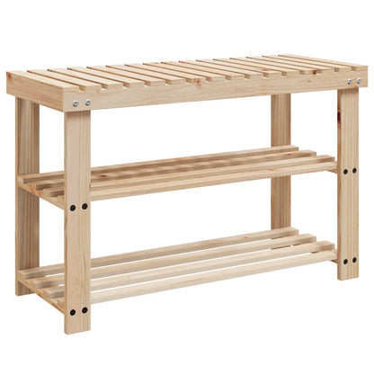 vidaXL 2-in-1 Shoe Rack with Bench Top 2 pcs Solid Wood 3
