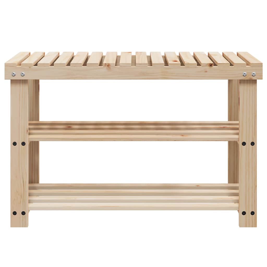 vidaXL 2-in-1 Shoe Rack with Bench Top 2 pcs Solid Wood 4