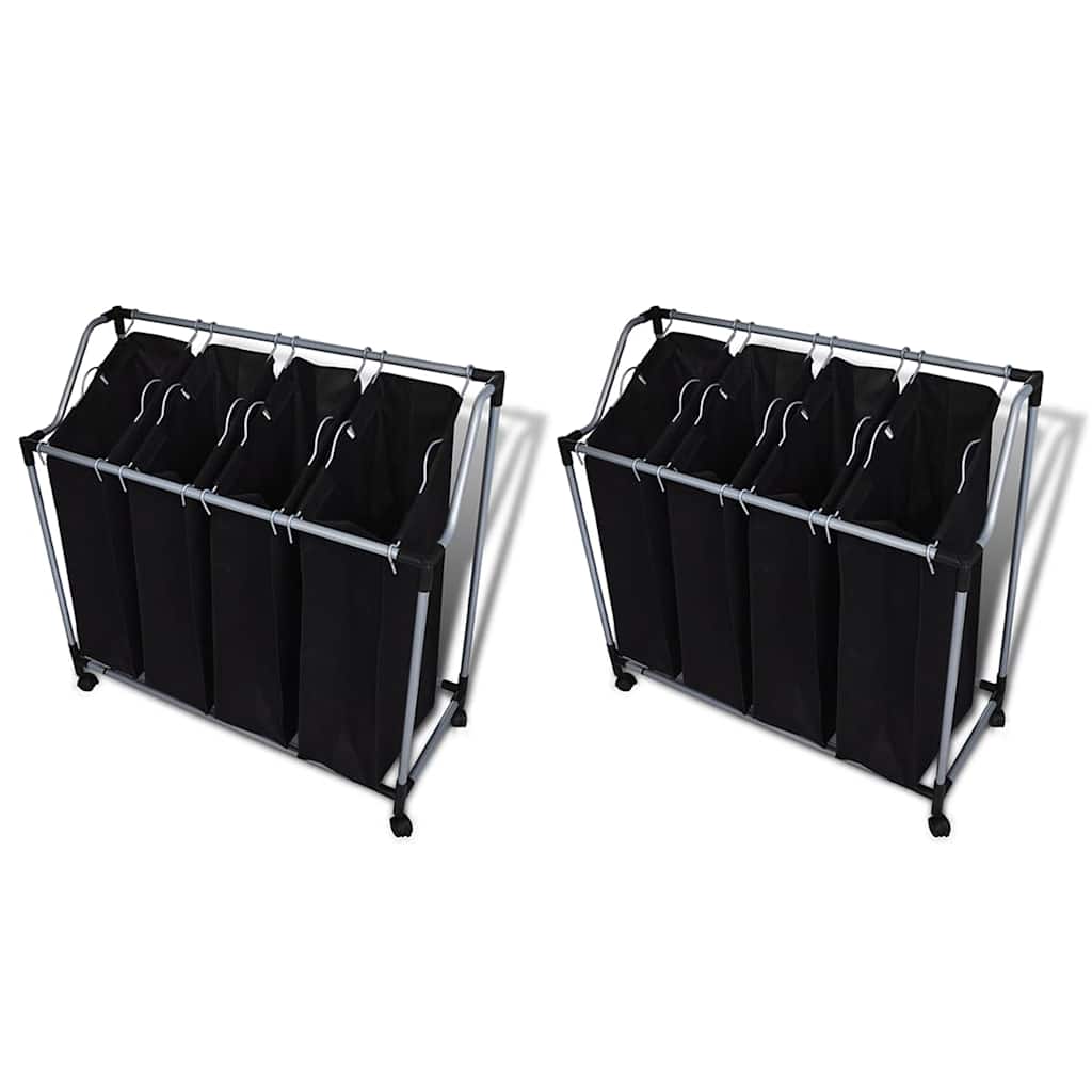vidaXL Laundry Sorters with Bags 2 pcs Black and Grey 1