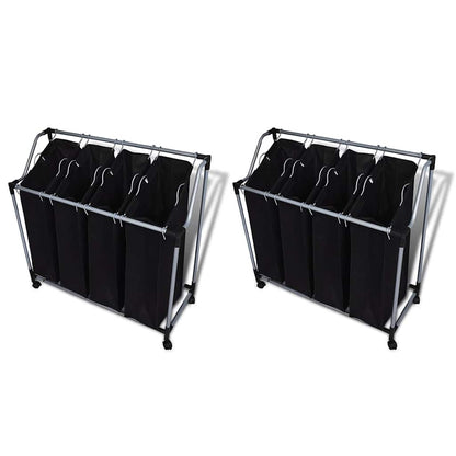 vidaXL Laundry Sorters with Bags 2 pcs Black and Grey 1