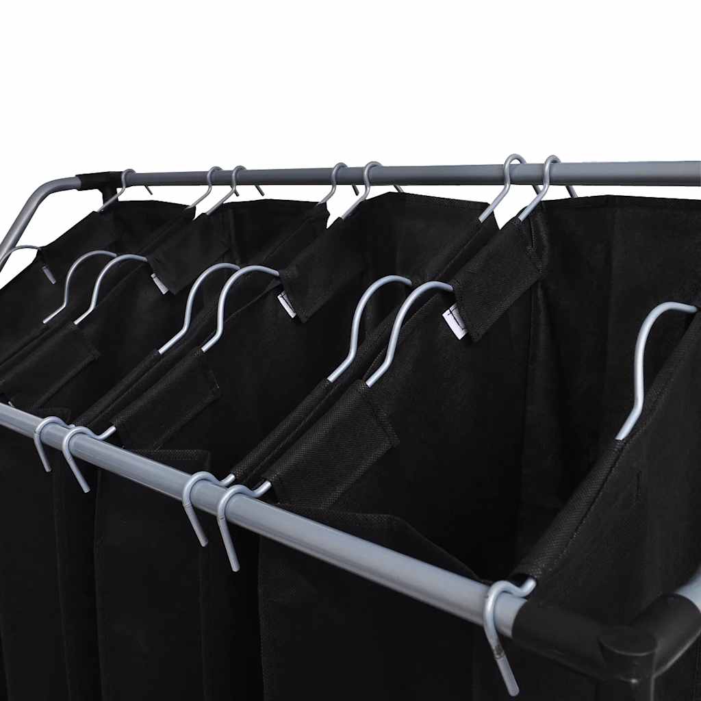 vidaXL Laundry Sorters with Bags 2 pcs Black and Grey 2