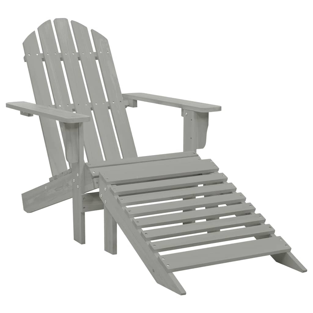 vidaXL Garden Chair with Ottoman Wood Grey 1