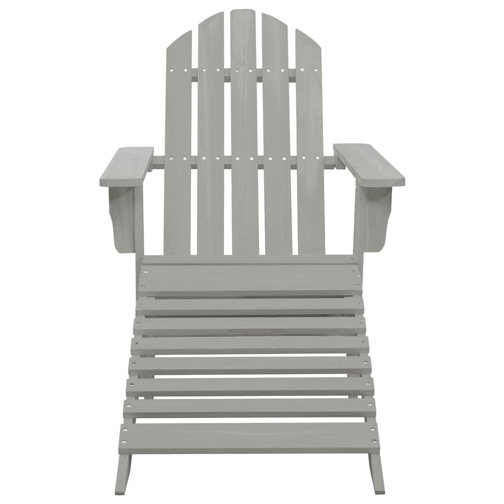 vidaXL Garden Chair with Ottoman Wood Grey 2
