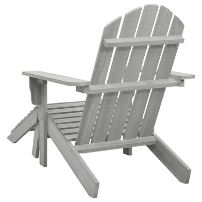 vidaXL Garden Chair with Ottoman Wood Grey 4