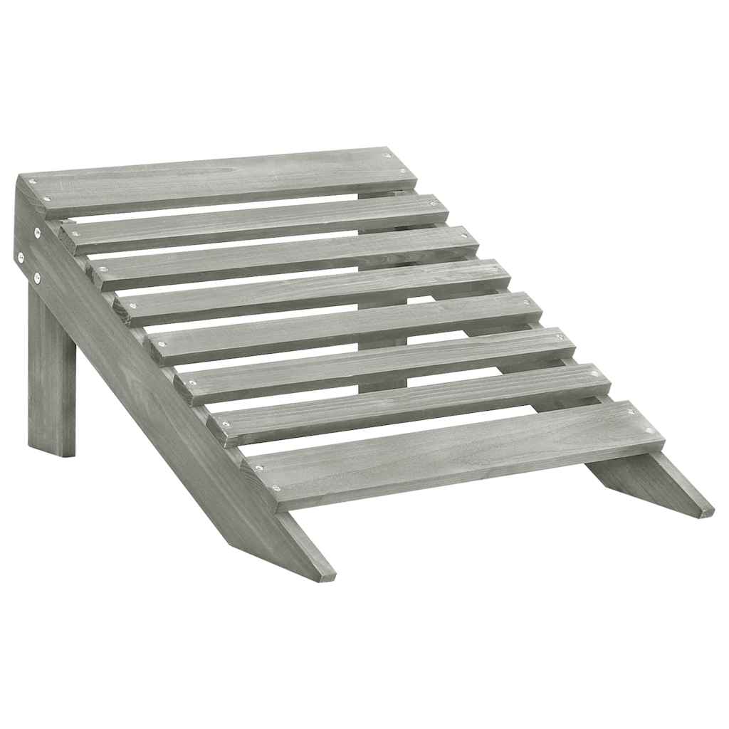 vidaXL Garden Chair with Ottoman Wood Grey 5