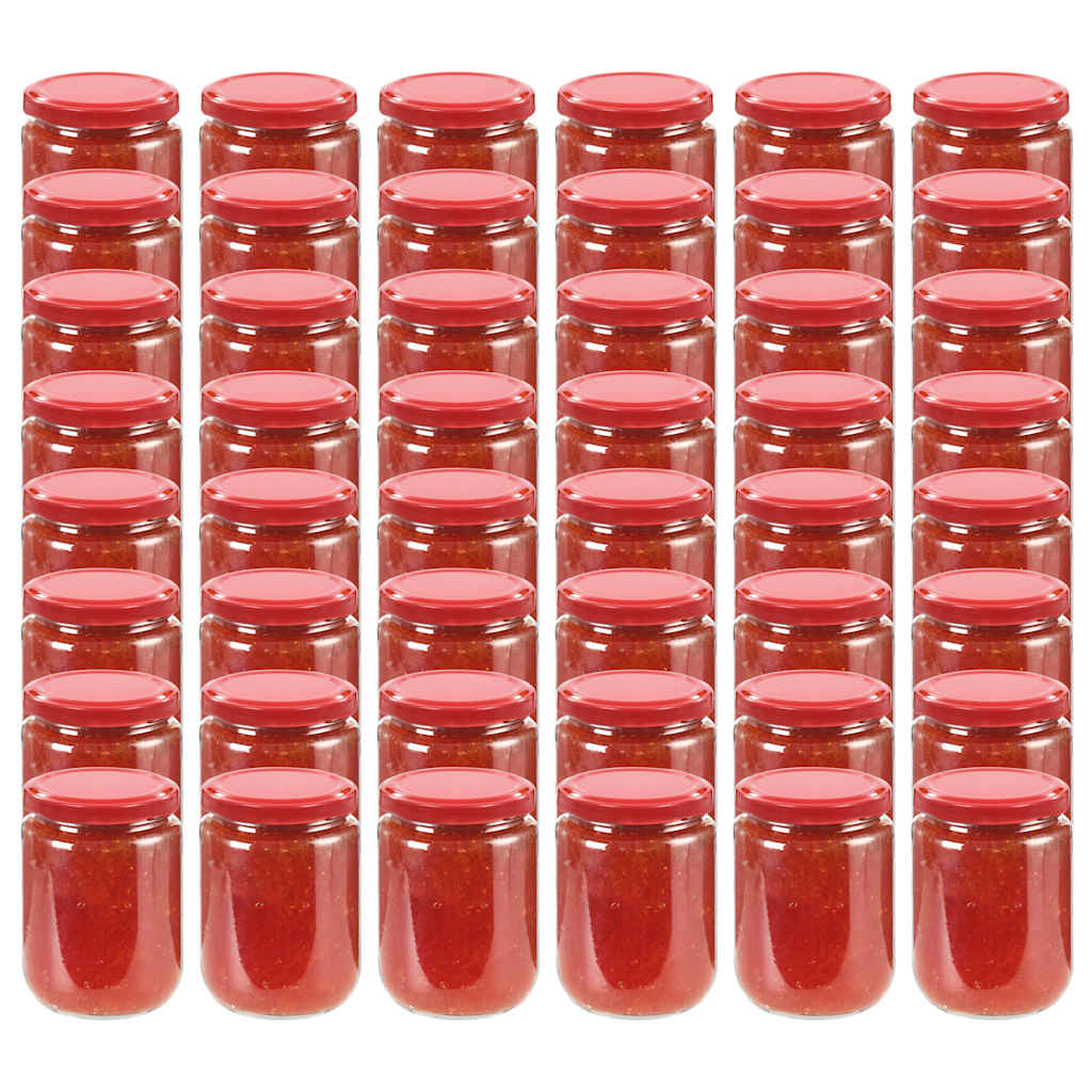 vidaXL Glass Jam Jars with Red Lid 48 pcs 230 ml 1